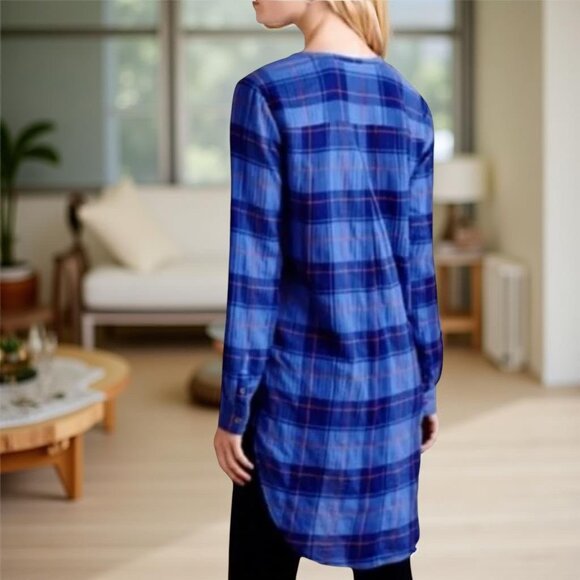 Anthropologie Holding Horses Plaid Halfpenny Gauze Hi-Lo Tunic - Picture 2 of 15